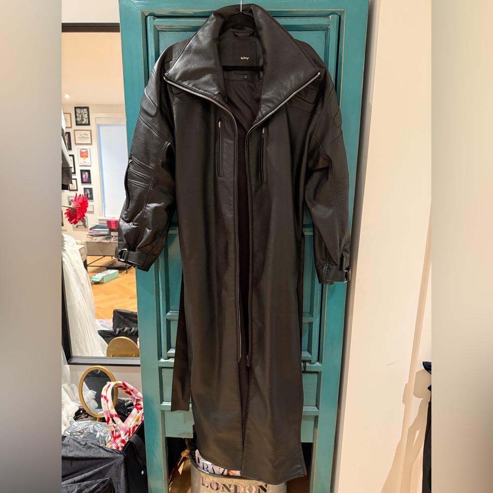 Khy. Small. Black. Vegan leather trench.